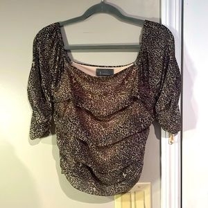 Leopard rouched blouse NWOT